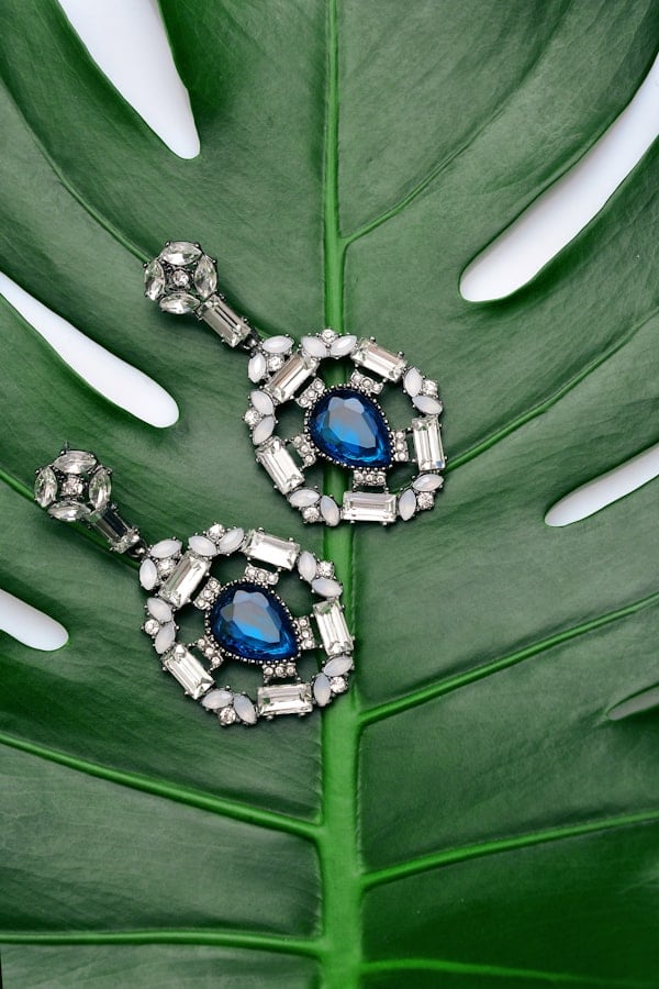 Gold earrings detail
